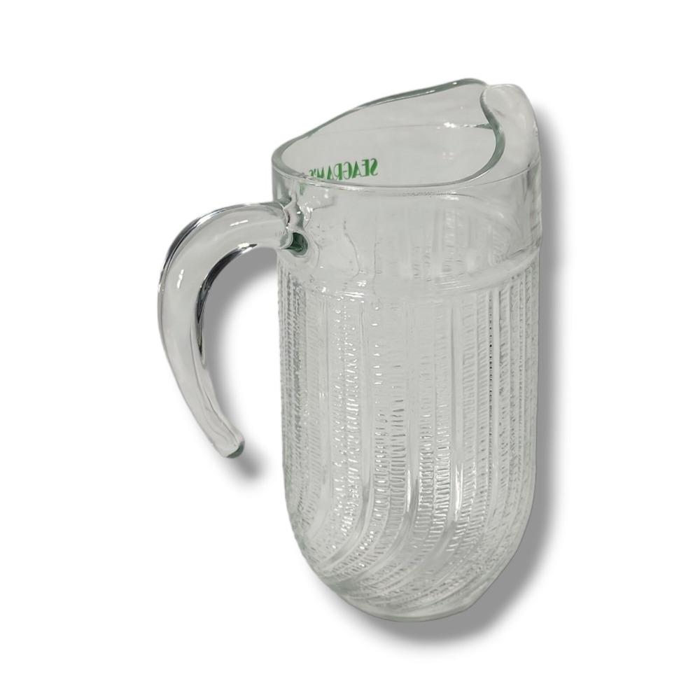 Seagram's Gin Clear Glass Large 10" Beverage Pitcher‎ Ribbed Swirl - Picture 3 of 11